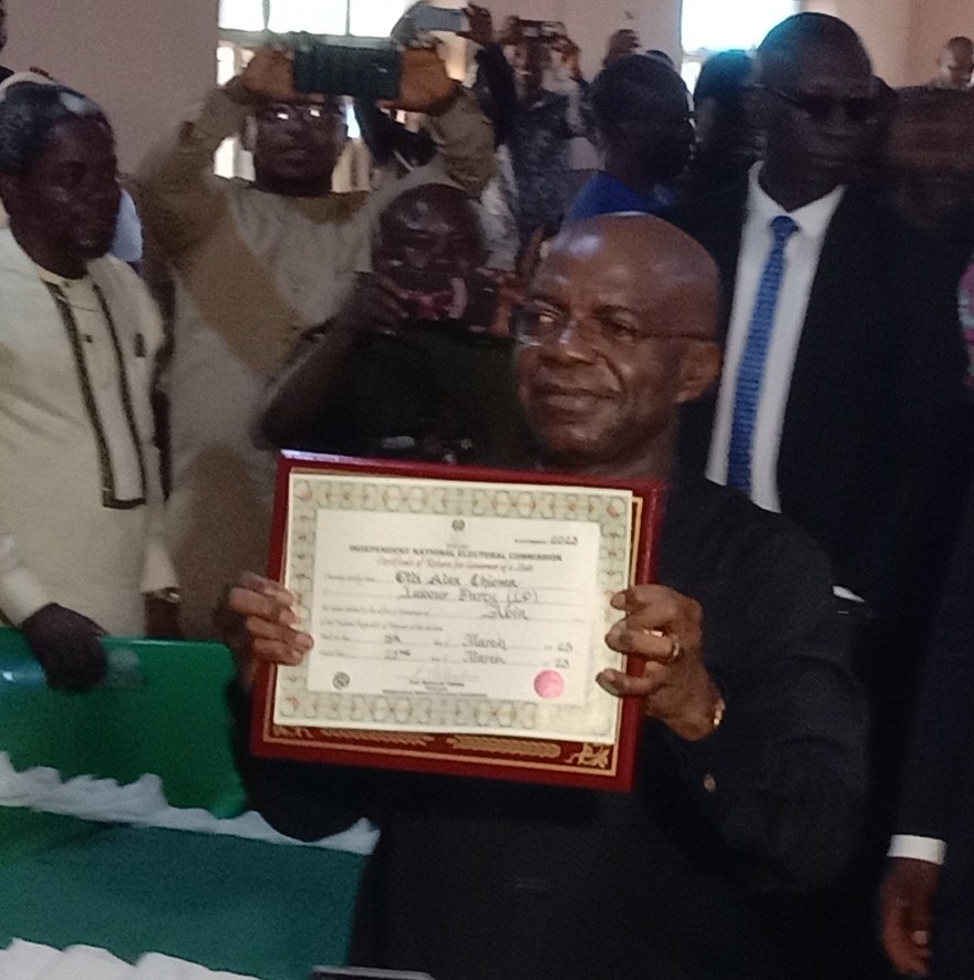 Otti Receives Certificate of Return from INEC