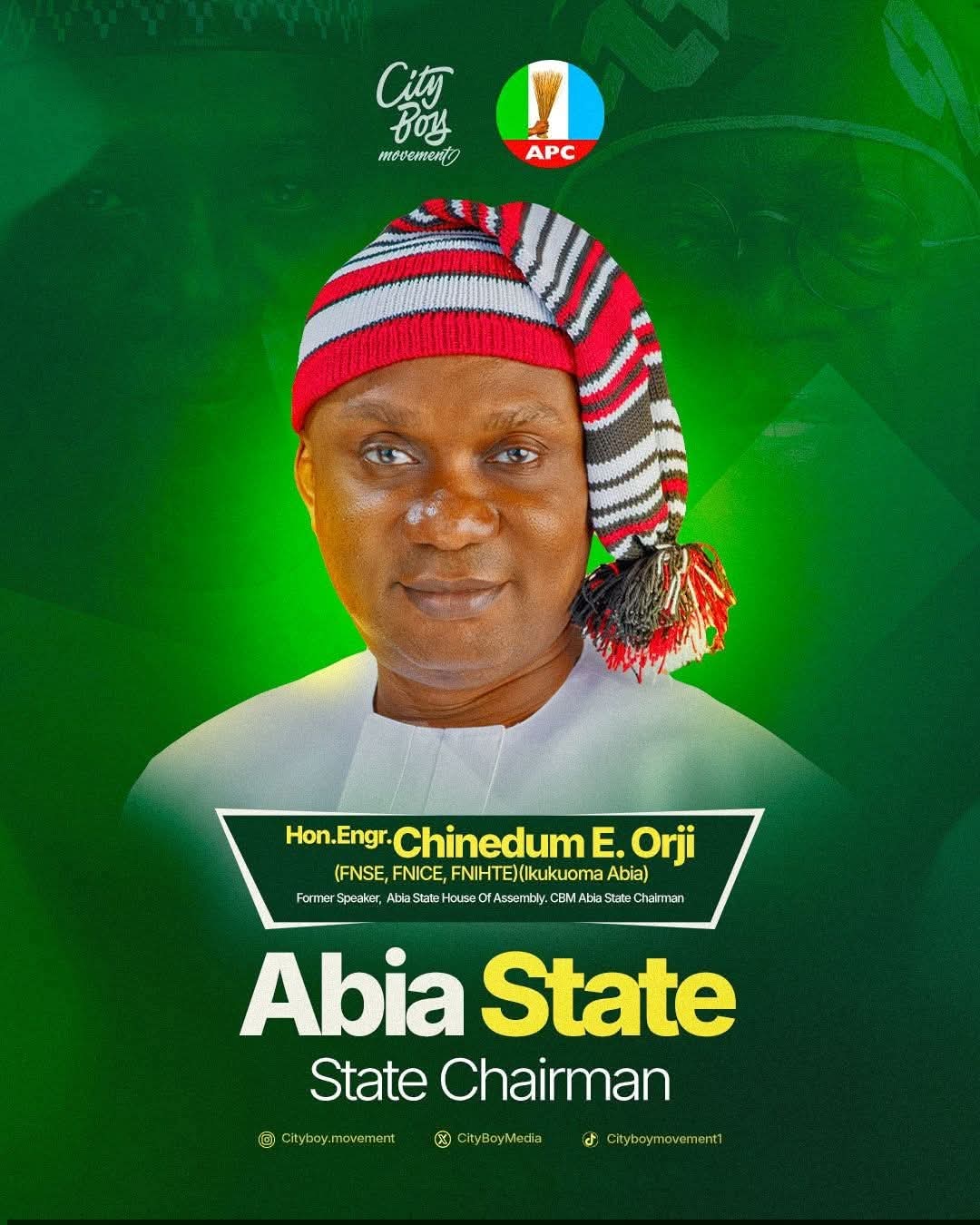 City Boy Movement Unveils Rt. Hon. Chinedum Enyinnaya Orji As Abia State Chairman